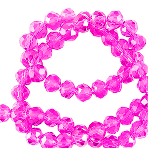 Top faceted beads 6x4mm disc Neon Pink