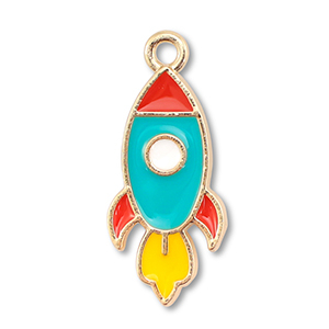 Metal charms enamel rocket Gold-Multicolour