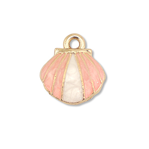 Metal charms enamel shell Gold-Light Pink-White