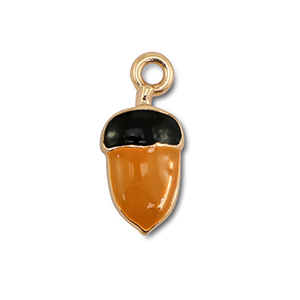 Metal charms enamel acorn Gold-Brown-Black