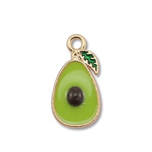 Metal charms enamel avocado Gold-Olive Green