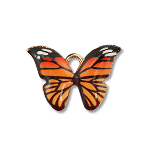 Metal charms enamel butterfly Gold-Orange-Black