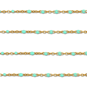 Stainless steel findings belcher chain 1mm Gold-Mint Turquoise