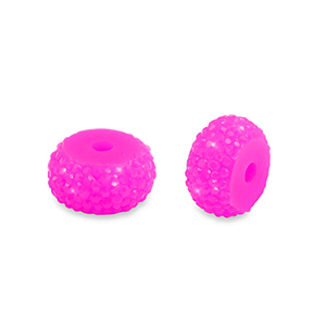 Resin beads rondelle 12mm Magenta Pink
