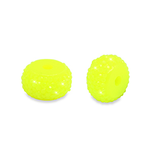Resin beads rondelle 12mm Neon Yellow