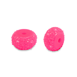 Resin beads rondelle 10mm Neon Pink