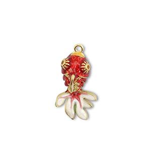 Eco-brass&reg; metal charms fish Gold-Red-White