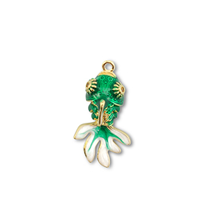 Eco-brass&reg; metal charms fish Gold-Green-White