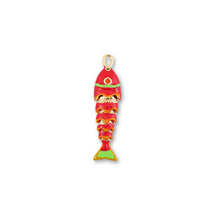 Brass TQ metal charms fish Gold-Red-Orange-Light Green