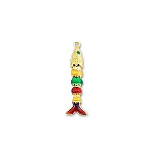Eco-brass&reg; metal charms fish Gold-Multicolour