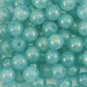 4 mm glass beads with glitters Turquoise Blue-Gold
