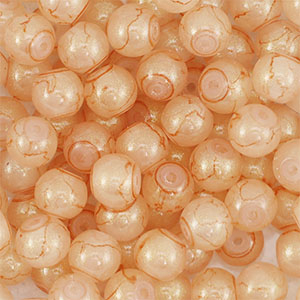 4 mm glass beads with glitters Coral Orange-Gold