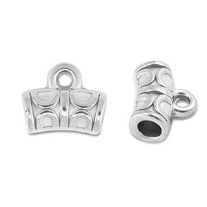 Stainless steel beads tube with loop Silver