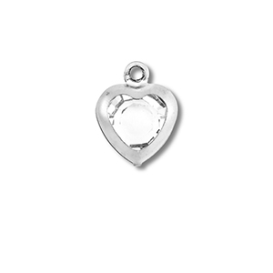 Stainless steel charms heart Silver-Transparent