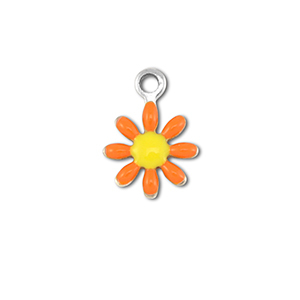 Stainless steel charms flower Silver-Orange-Yellow