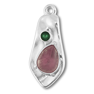 DQ European metal charms irregular Antique Silver (Nickelfree)-Pink-Green