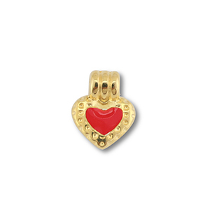 DQ European metal charms heart Gold (Nickelfree)-Red