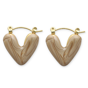 Stainless steel earrings creole heart Gold-Brown