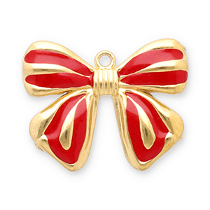 Stainless steel charms bow Gold-Red