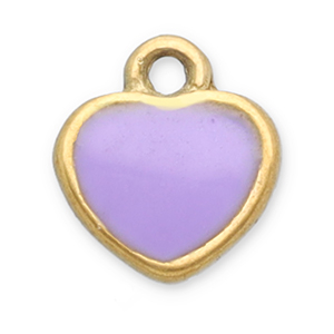 Stainless steel charms heart Gold-Lilac