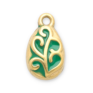 Stainless steel charms leaf Gold-Green