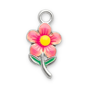 Stainless steel charms flower Silver-Light Pink-Yellow