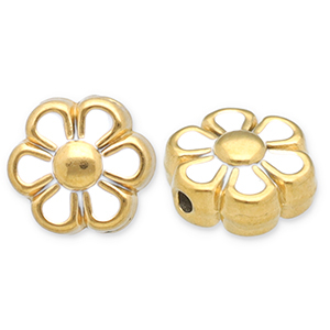 Stainless steel beads flower Gold-White