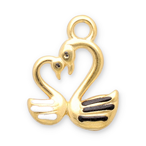 Stainless steel charms swan Gold-Black-White