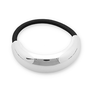Hair accessories hair tie with metal Silver-Black