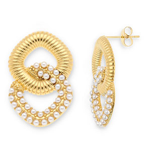 Stainless steel earrings / earpins Gold-White