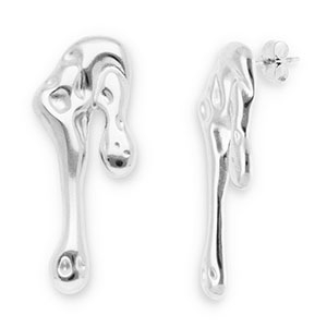 Stainless steel earrings / earpins drops Silver