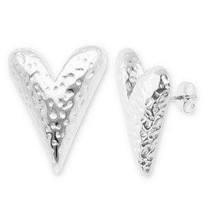 Stainless steel earrings / earpins heart Silver
