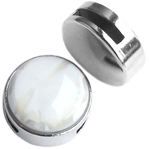 DQ European metal sliders Cuoio with setting for 20mm cabochon Silver