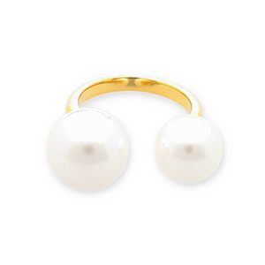 Stainless steel rings pearls Gold-White