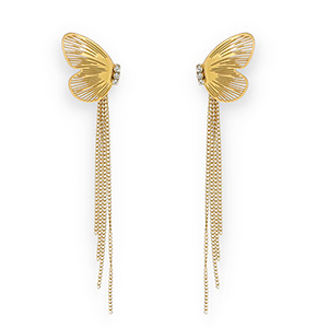 Stainless steel earrings / earpins butterfly Gold