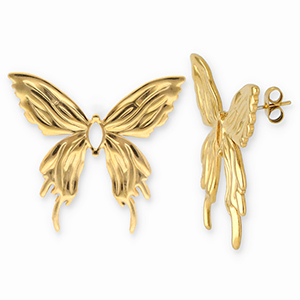 Stainless steel earrings / earpins butterfly Gold