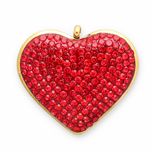 Stainless steel charms heart Gold-Red
