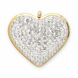 Stainless steel charms heart Gold-Crystal
