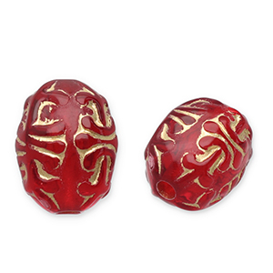 Acrylic beads oval Red-Gold