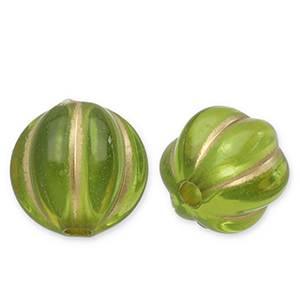 8 mm acrylic beads round with lines Olive Green-Gold