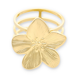 Stainless steel scarf rings flower Gold