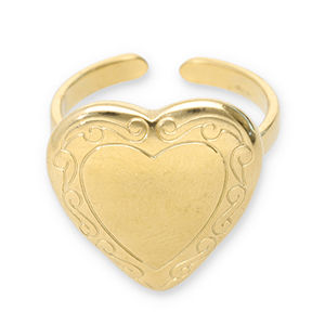 Stainless steel rings heart Gold