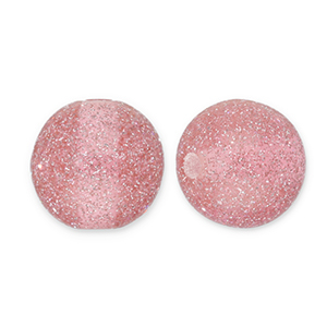8 mm acrylic beads with glitter Mauve Pink-Silver