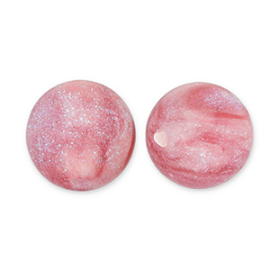 12 mm acrylic beads with glitter Pink-Turquoise