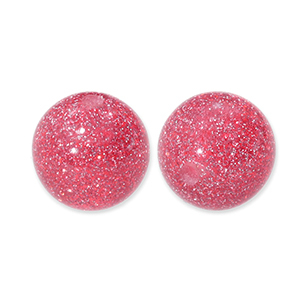 12 mm acrylic beads with glitter Cherry Pink-Silver
