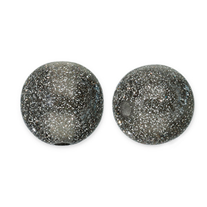 12 mm acrylic beads with glitter Black-Silver