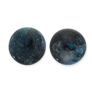 12 mm acrylic beads with glitter Black-Turquoise