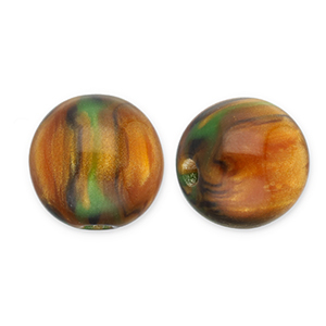 Resin beads with glitter 12mm Burnt Orange-Gold-Green