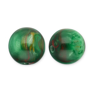 Resin beads with glitter 14mm Green-Red