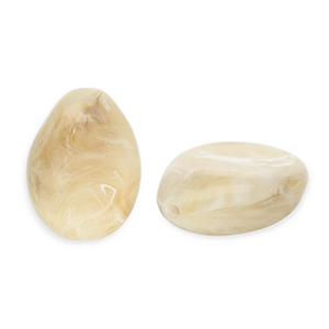 Acrylic beads drop Beige Brown-White
